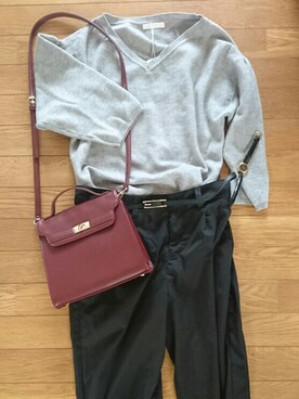 「Chico（チコ）の袖ボリュームニット（ニット/セーター、グレー系）」を使った、yuuuk11さん（レディース・163cm）の秋コーディネート