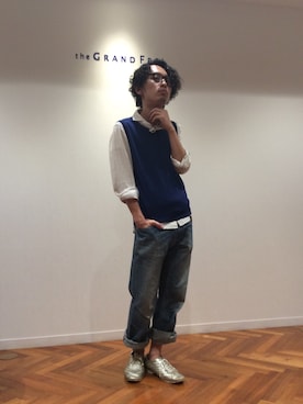 「クルクルパーマ」｜東  正平さん（メンズ・165cm）の秋コーディネート