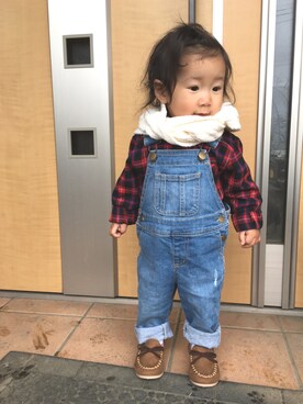 「1歳3ヶ月」｜「アイテム（サロペット/オーバーオール）」を使った、noaさん（キッズ・70cm）の冬コーディネート