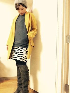 「アイテム（チェスターコート、イエロー系）」を使った、chie    さん（レディース・165cm）の冬コーディネート
