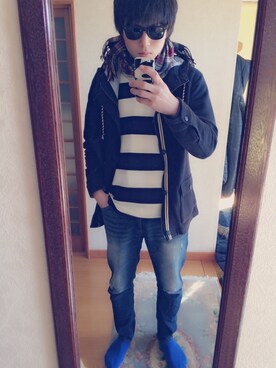 「ikka（イッカ）のアイテム（その他アウター）」を使った、かずさん（メンズ・175cm）の冬コーディネート