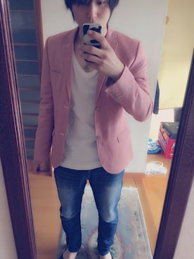 「TOPMAN（トップマン）のアイテム（テーラードジャケット）」を使った、かずさん（メンズ・175cm）の夏コーディネート