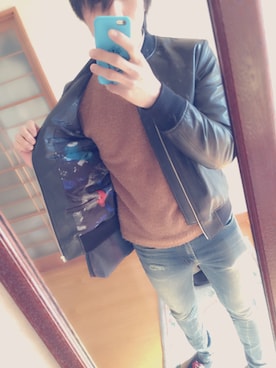 「Paul Smith（ポールスミス）のアイテム（MA-1）」を使った、かずさん（メンズ・175cm）の冬コーディネート