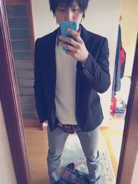 「AZUL by moussy（アズールバイマウジー）のアイテム（テーラードジャケット）」を使った、かずさん（メンズ・175cm）の春コーディネート
