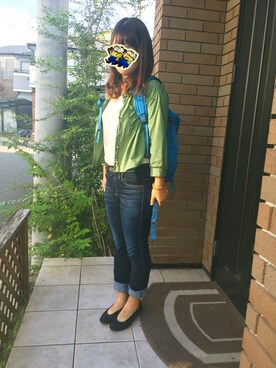 「学校」｜「アイテム（ミリタリージャケット）」を使った、piyoさん（レディース・156cm）の秋コーディネート