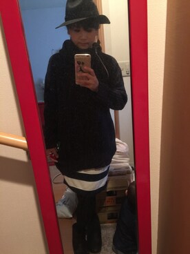 「GLOBAL WORK（グローバルワーク）のフェルトロングブリムハット/705078（ハット）」を使った、まゆまゆさん（レディース・154cm）の秋コーディネート