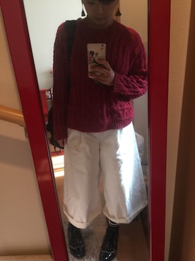 「GLOBAL WORK（グローバルワーク）のフェルトナカオレＨＡＴ/565115（ハット）」を使った、まゆまゆさん（レディース・154cm）の秋コーディネート