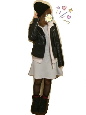 「UNIQLO（ユニクロ）のアイテム（パーカー、ホワイト系）」を使った、Runaさん（レディース・152cm）の冬コーディネート