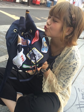「BEAMS（ビームス）のアイテム（バッグ）」を使った、fumiさん（レディース・151cm）の夏コーディネート