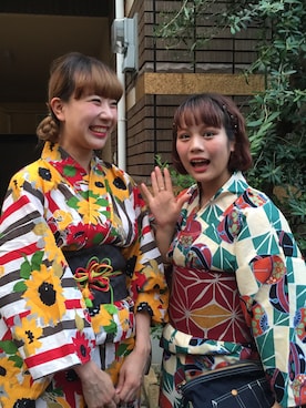 「アイテム（浴衣、グリーン系）」を使った、fumiさん（レディース・151cm）の夏コーディネート