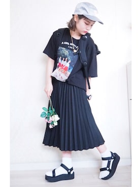 「black」｜fumiさん（レディース・151cm）の夏コーディネート