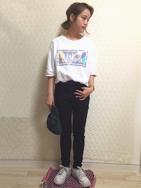 「DAMMY（ダミー）のアイテム」を使った、fumiさん（レディース・151cm）の夏コーディネート