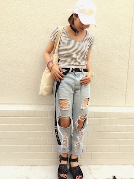 「H&M（エイチ・アンド・エム）のアイテム（アクセサリー）」を使った、fumiさん（レディース・151cm）の夏コーディネート