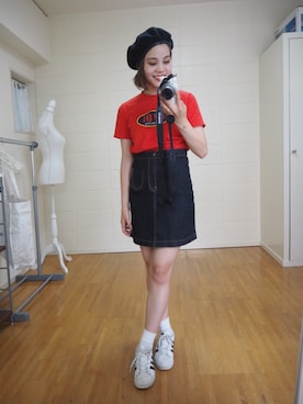「アクティブ」｜「アイテム（ハンチング/ベレー帽）」を使った、fumiさん（レディース・151cm）の秋コーディネート