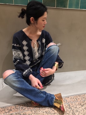 「STAR MELA（スターメラ）のアイテム」を使った、CHARLIEさん（レディース・163cm）の春コーディネート