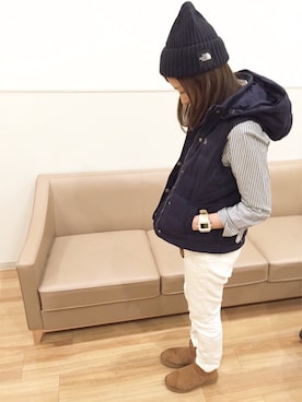 「Abercrombie&Fitch（アバークロンビーアンドフィッチ）のアイテム（ベスト）」を使った、HARURUさん（レディース・158cm）の秋コーディネート