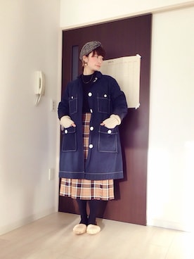 「marimekko（マリメッコ）のアイテム（ジャケット/アウター）」を使った、kayaさん（レディース・158cm）の冬コーディネート