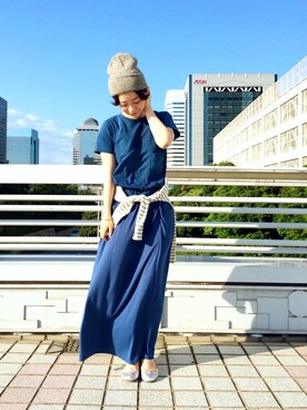 「NANO universe（ナノユニバース）のアイテム（バレエシューズ）」を使った、kayaさん（レディース・158cm）の夏コーディネート