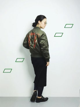 「mame（マメ）のアイテム（ブルゾン）」を使った、kayaさん（レディース・157cm）の冬コーディネート