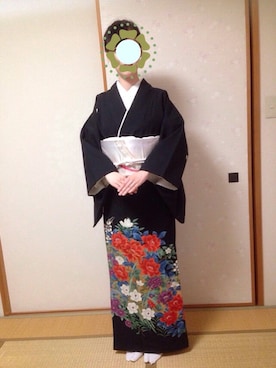 「小紋」｜「アイテム（その他）」を使った、kuroneko*さん（レディース・160cm）の秋コーディネート