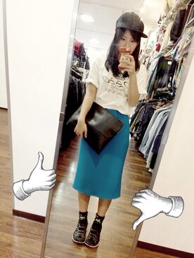 「LOWLYS FARM」｜「アイテム（スカート）」を使った、😈さん（レディース・154cm）の春コーディネート