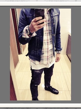 「KURO（クロ）のアイテム（ブルゾン）」を使った、hideさん（メンズ・172cm）の秋コーディネート