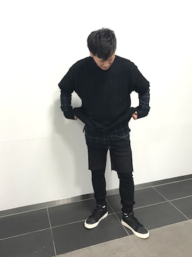 「UNIF（ユニフ）のアイテム（トップス）」を使った、hideさん（メンズ・172cm）の秋コーディネート