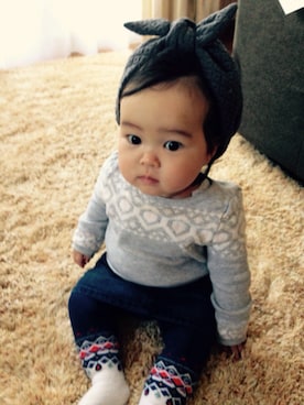 「アイテム（タイツ/ストッキング、ブルー系）」を使った、Rinka★Yukiさん（キッズ・70cm）の春コーディネート