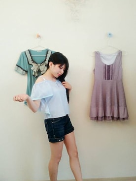 「MERCURYDUO（マーキュリーデュオ）のアイテム（キャミソール）」を使った、DollyClock＠古着屋さんさん（レディース・158cm）の夏コーディネート