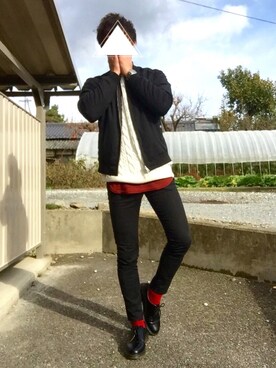 「RAGEBLUE（レイジブルー）の＜トレンドのロング丈＞ワッフルロングカットソー/733404（Tシャツ/カットソー）」を使った、ぷれさん（メンズ・169cm）の秋コーディネート