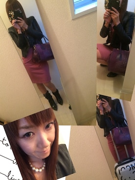 「ルーズソックス」｜「アイテム（ライダースジャケット）」を使った、寶井華恋さん（レディース・156cm）の秋コーディネート