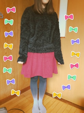 「E hyphen world gallery（イーハイフンワールドギャラリー）のアイテム（ニット/セーター、ブラック系）」を使った、ayakaさん（レディース・150cm）の冬コーディネート