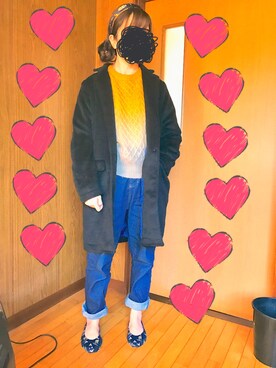 「archives（アルシーヴ）のグラデーションニット（ニット/セーター、イエロー系）」を使った、ayakaさん（レディース・150cm）の冬コーディネート