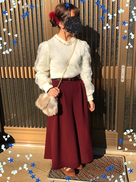 「ラビットファー」｜「アイテム（バッグ）」を使った、ayakaさん（レディース・150cm）の冬コーディネート