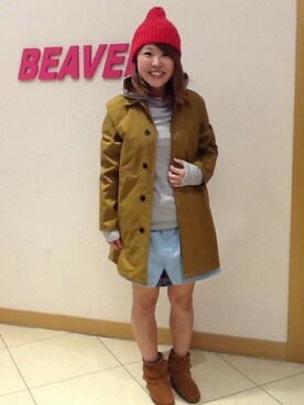 「MANASTASH（マナスタッシュ）のアイテム（ステンカラーコート）」を使った、もぎさん（レディース・153cm）の夏コーディネート