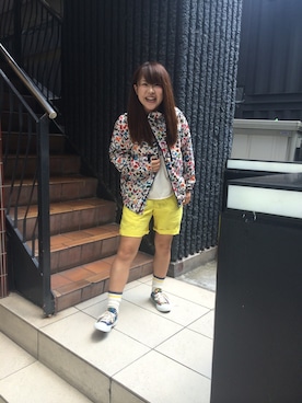 「BEAVER別注」｜「アイテム（パンツ）」を使った、もぎさん（レディース・153cm）の夏コーディネート