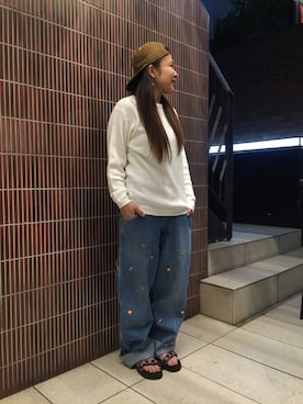 「リメイクデニム」｜「アイテム（キャップ）」を使った、もぎさん（レディース・153cm）の夏コーディネート