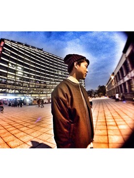 「plain-me（プレインミー）のアイテム（ミリタリージャケット）」を使った、Bruceさん（メンズ・177cm）の冬コーディネート