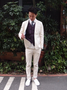 「plain-me（プレインミー）のアイテム（カバーオール）」を使った、Bruceさん（メンズ・177cm）の春コーディネート