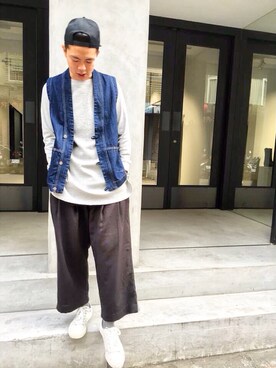 「plain-me（プレインミー）のアイテム」を使った、Bruceさん（メンズ・178cm）の秋コーディネート