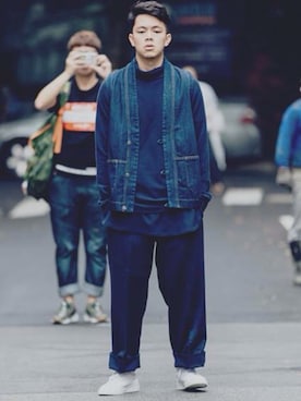 「plain-me（プレインミー）のアイテム」を使った、Bruceさん（メンズ・178cm）の秋コーディネート