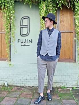 「ART COMES FIRST（アートカムズファースト）のアイテム（帽子）」を使った、Bruceさん（メンズ・178cm）の秋コーディネート