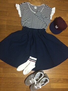 「NEW BALANCE（ニューバランス）のNew Balance M996（スニーカー、グレー系）」を使った、みくこさん（レディース・163cm）の夏コーディネート