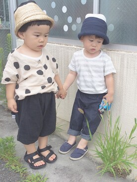 「Startrick（スタートリック）のアイテム（帽子）」を使った、hina.hinaさん（キッズ・90cm）の夏コーディネート