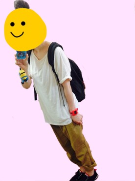 「アイテム（アナログ腕時計、ピンク系）」を使った、kaoさん（レディース・152cm）の夏コーディネート