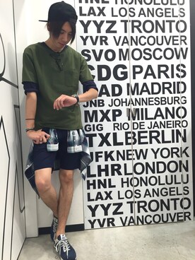 「BEN DAVIS（ベンデイビス）のアイテム（キャップ）」を使った、Naoさん（メンズ・182cm）の春コーディネート