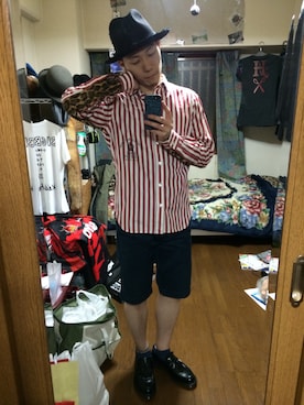 「Gauntlets（ガントレッツ）のアイテム」を使った、長野晃宏さん（メンズ・165cm）の夏コーディネート