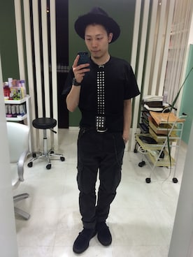 「umit benan（ウミットベナン）のアイテム（パンツ）」を使った、長野晃宏さん（メンズ・165cm）の夏コーディネート
