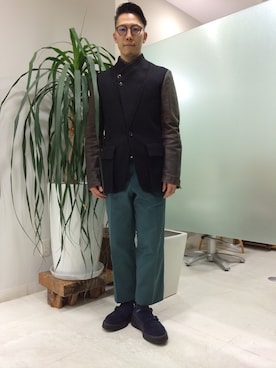 「umit benan（ウミットベナン）のアイテム（その他アウター）」を使った、長野晃宏さん（メンズ・165cm）の秋コーディネート