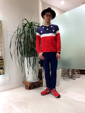 「アメリカン」｜「アイテム（財布/小物）」を使った、長野晃宏さん（メンズ・165cm）の秋コーディネート